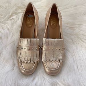Franco Sarto Gold Heeled Loafers